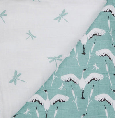 Shop our new Crane and Dragonfly collection - snuggle blankets to burp clothes, fill your nursery with the beautiful Crane and Dragonfly collection.