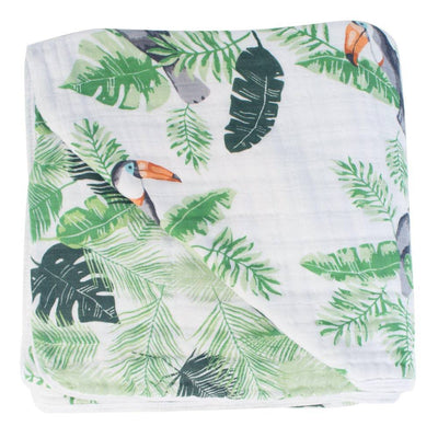 Rio + Palm Muslin Snuggle Blanket - Snuggle Blanket - Bebe au Lait
