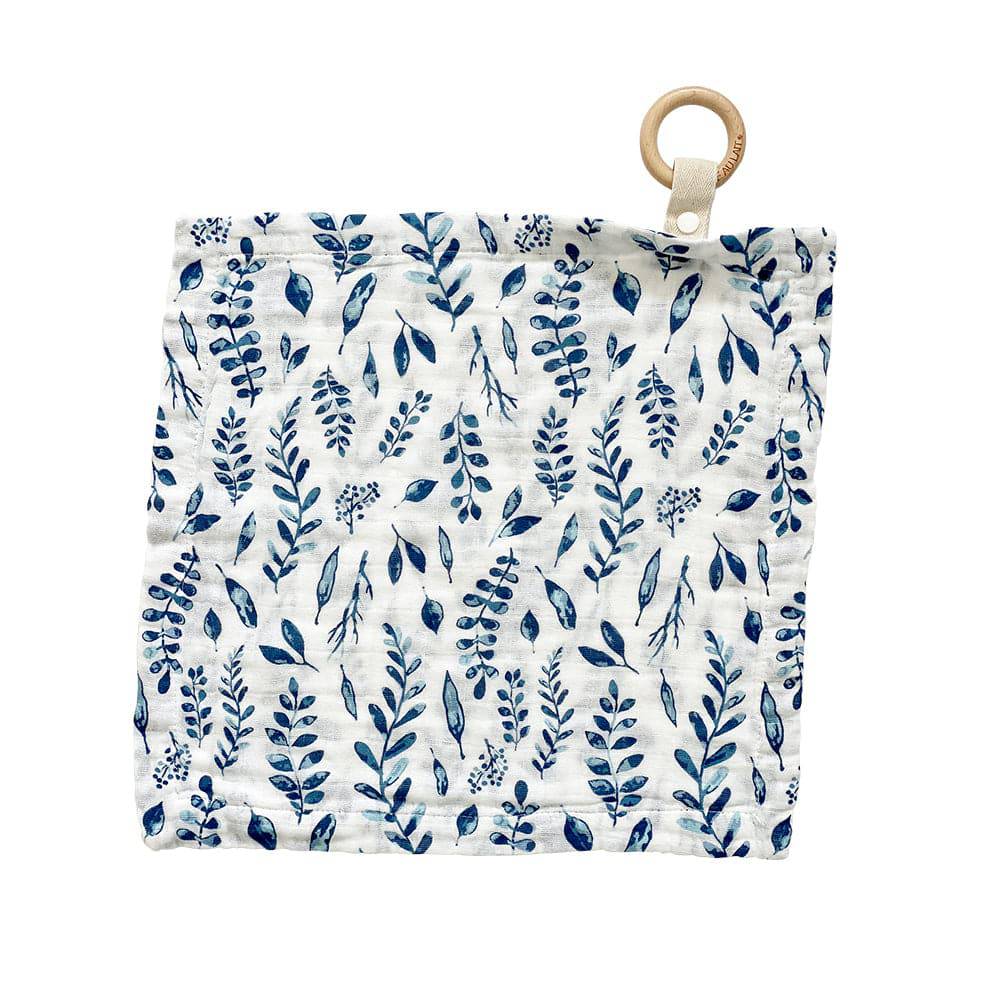 Blue Leaves Classic Muslin Teether Blanket - Teether Blanket - Bebe au Lait