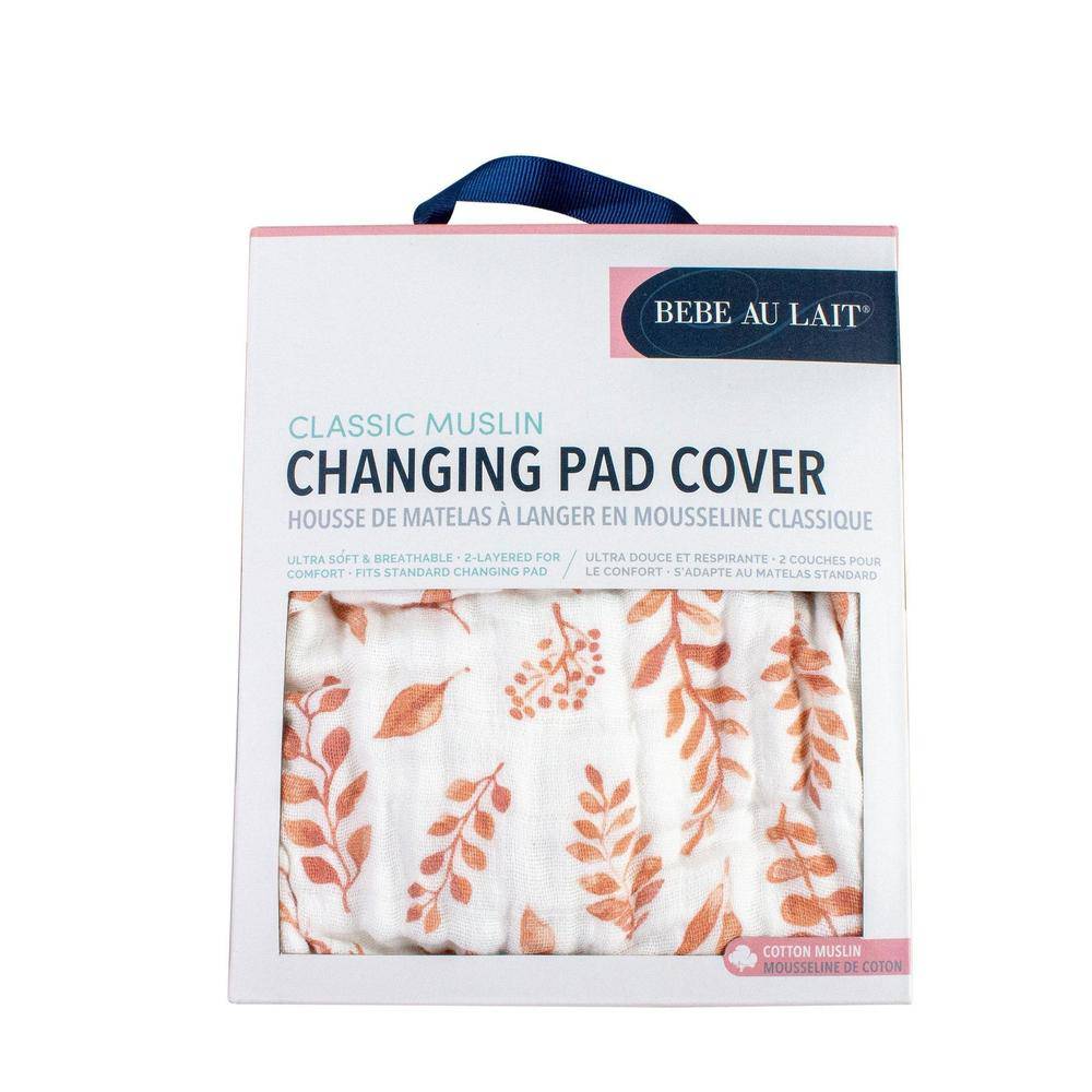 Pink Leaves Changing Pad Cover - Changing Pad Cover - Bebe au Lait