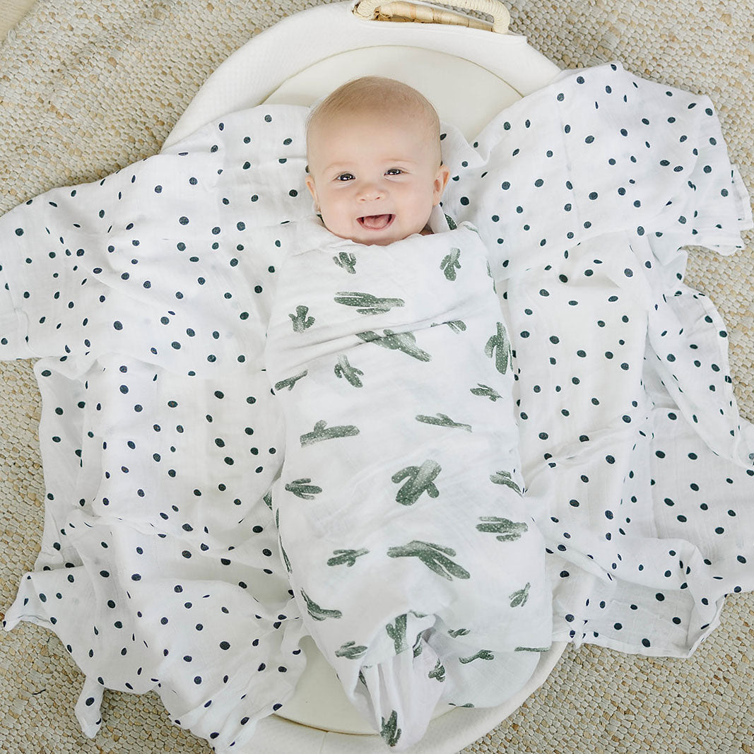 Muslin Swaddle Blanket Set Oh So Soft Saguaro + Dottie - Swaddle Blanket - Bebe au Lait