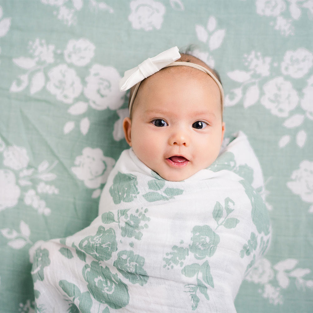 Muslin Swaddle Blanket Set Premium Cotton Vintage Floral + Modern