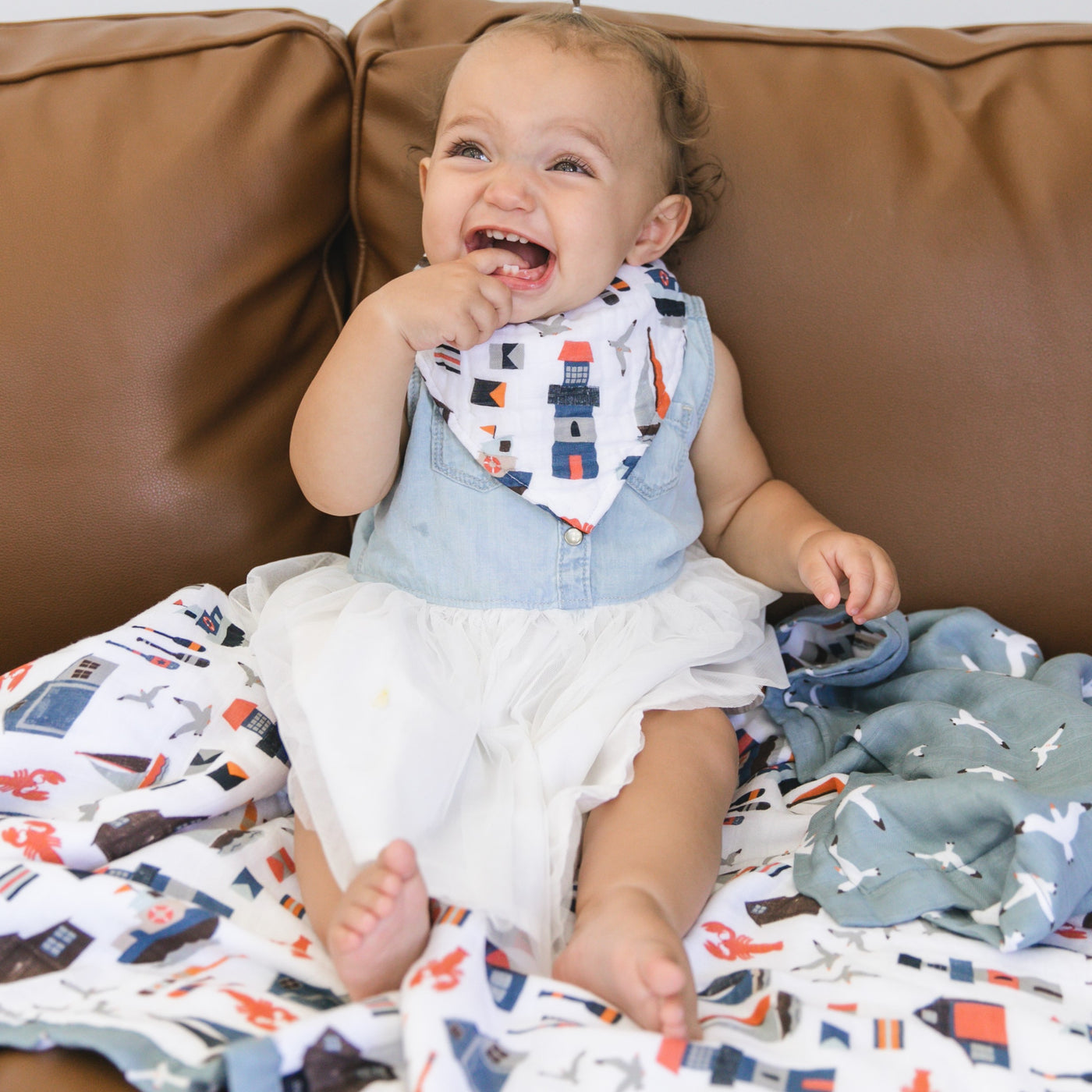 Nautical Oh So Soft Muslin Bandana Bib - Bebe au Lait