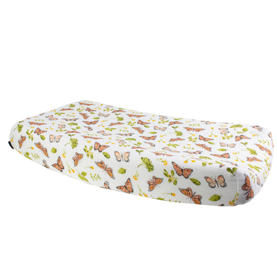 Flutterby Oh So Soft Muslin Crib Sheet + Butterfly Oh So Soft Muslin Changing Pad Cover Set - Bebe au Lait