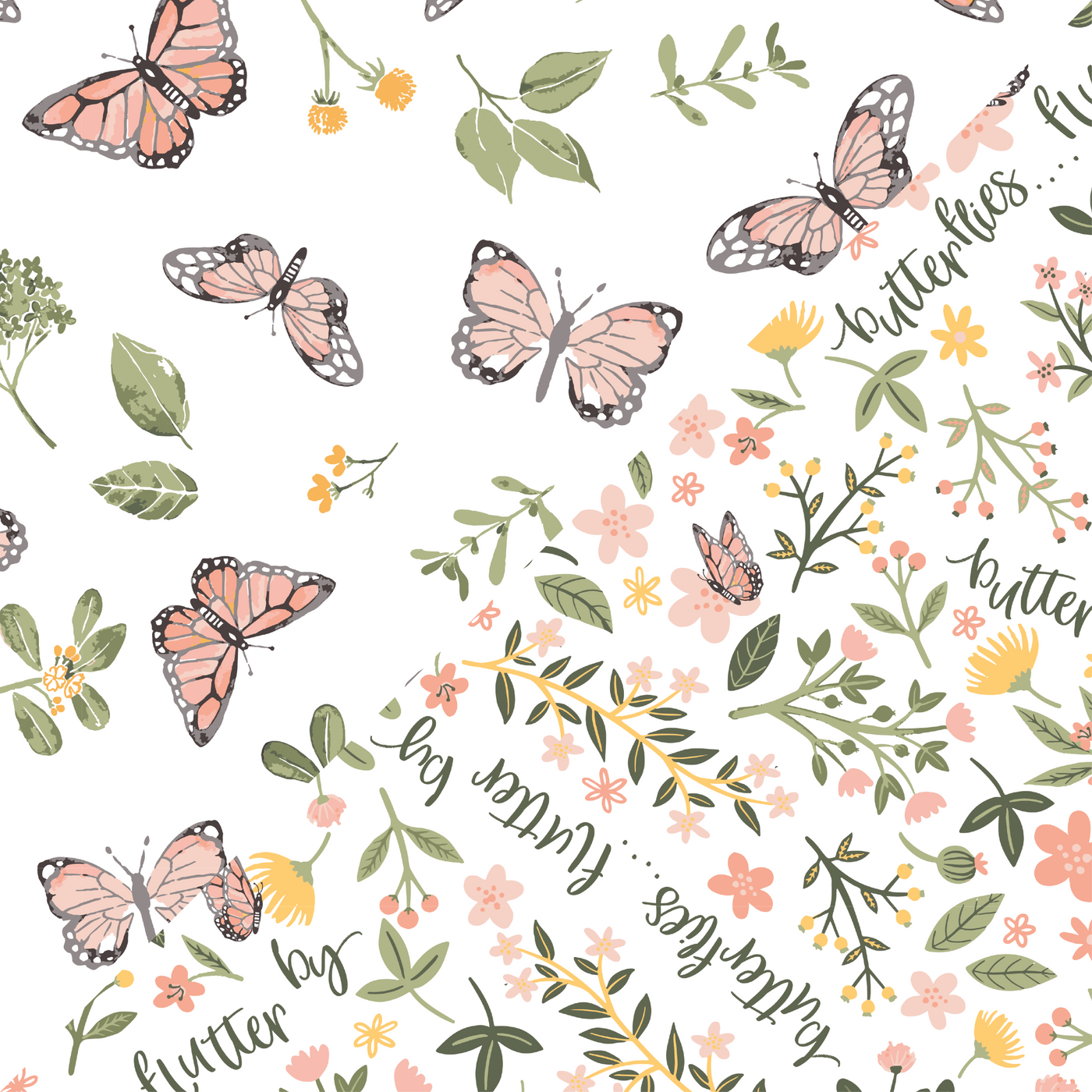 Butterfly Oh So Soft Muslin Crib Sheet + Flutterby Oh So Soft Muslin Changing Pad Cover Set - Bebe au Lait