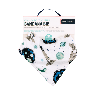 Space Oh So Soft Muslin Bandana Bib - Bebe au Lait