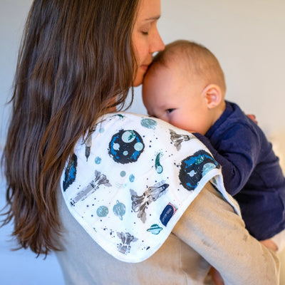 Space + Galaxy Oh So Soft Muslin Burp Cloths - Bebe au Lait