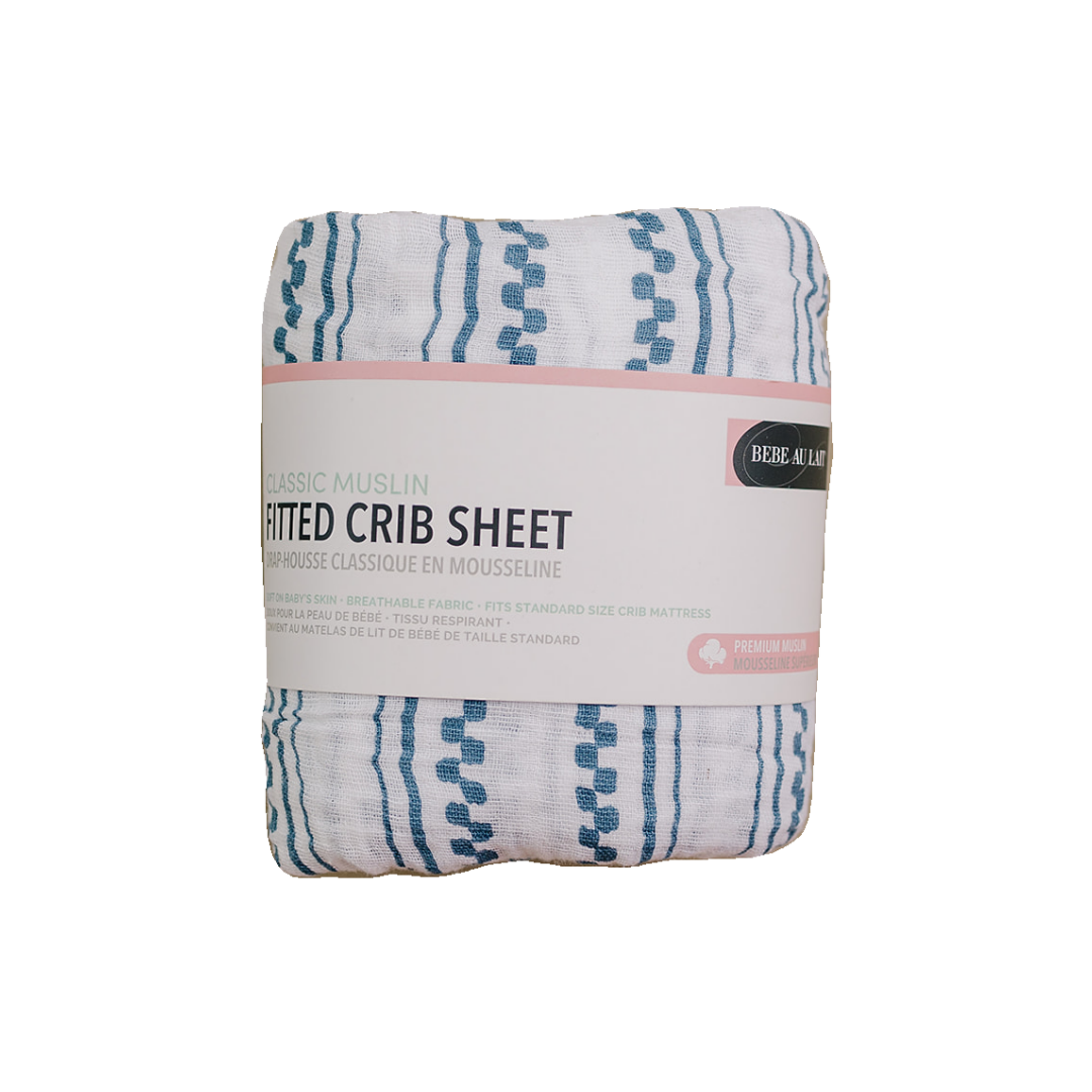 Western Stripe Classic Muslin Crib Sheet - Bebe au Lait