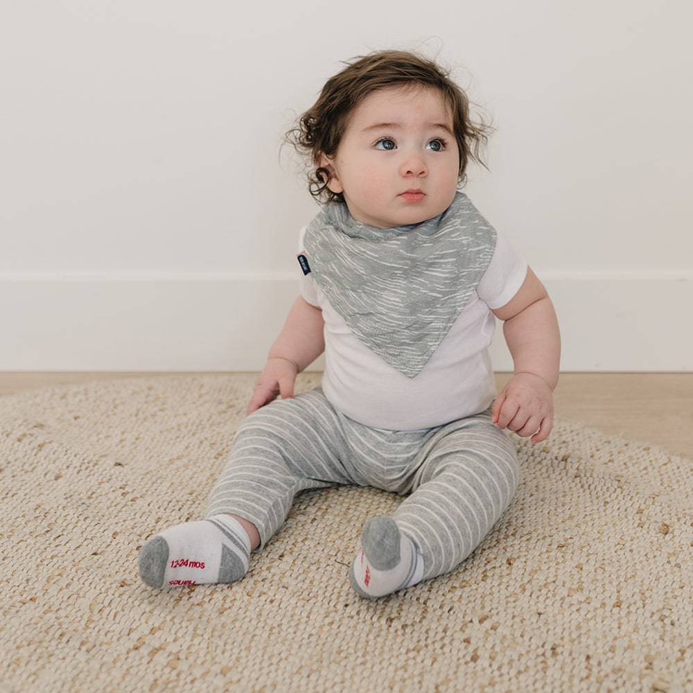 Grey Crayon Muslin Bandana Bib - Bib - Bebe au Lait