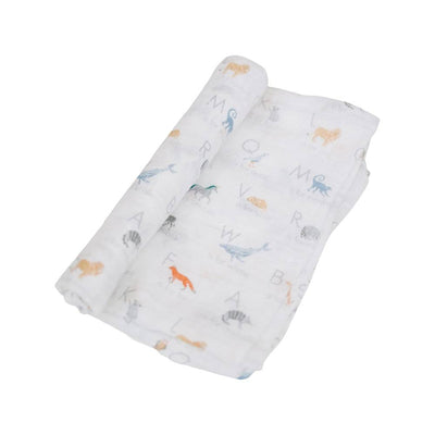 Animal Alphabet Oh-So-Soft Muslin Single Swaddle Blanket - Swaddle Blanket - Bebe au Lait