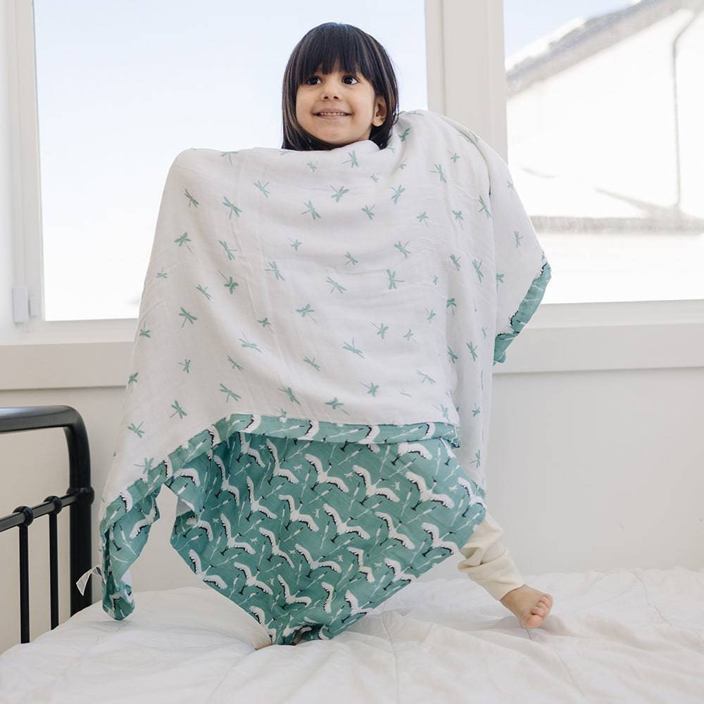 Crane + Dragonfly Oh-So-Soft Muslin Snuggle Blanket - Snuggle Blanket - Bebe au Lait