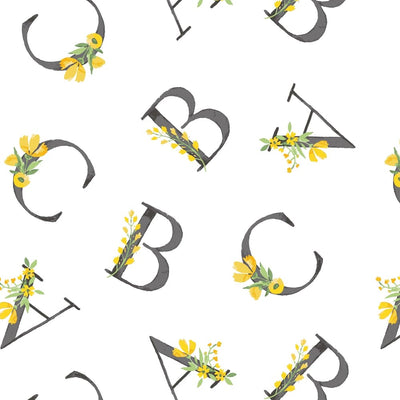 Floral Alphabet Single Oh-So-Soft Muslin Swaddle Blanket - Swaddle Blanket - Bebe au Lait