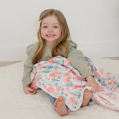 Floret + Trellis Classic Muslin Snuggle Blanket - Snuggle Blanket - Bebe au Lait