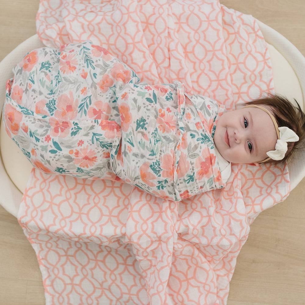 Floret + Trellis Classic Muslin Swaddle Blanket Set - Swaddle Blanket - Bebe au Lait