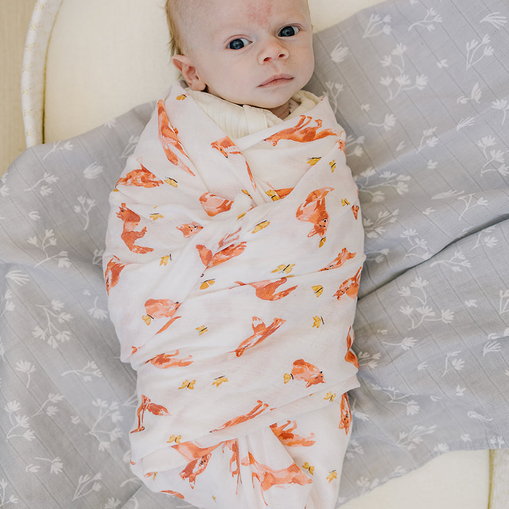 Fox Tales + Prairie Oh So Soft Muslin Swaddle Blanket Set - Bebe au Lait