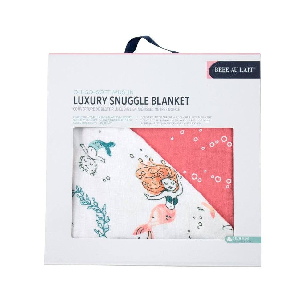 Mermaid + Bubbles Oh-So-Soft Muslin Snuggle Blanket - Snuggle Blanket - Bebe au Lait