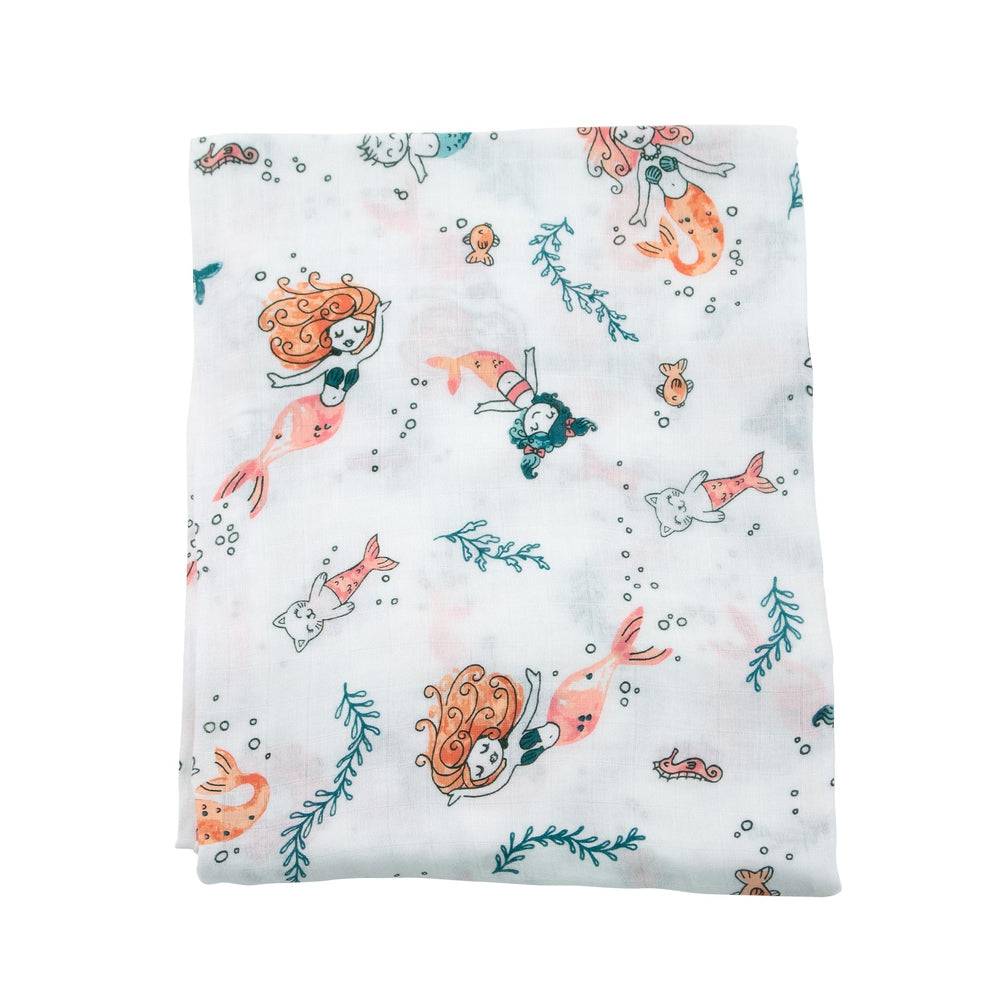 Mermaid Single Oh-So-Soft Muslin Swaddle Blanket - Swaddle Blanket - Bebe au Lait