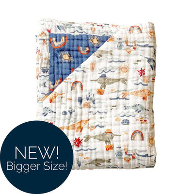 Narwhal + Hello Sunshine Classic Muslin Super Snuggle Blanket - Super Snuggle Blanket - Bebe au Lait