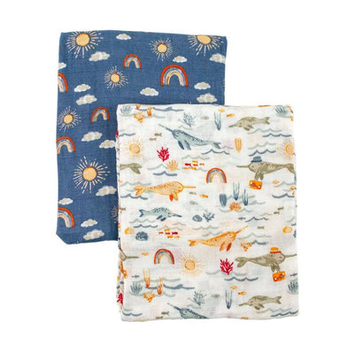 Narwhal + Hello Sunshine Swaddle Blanket Set - Swaddle Blanket - Bebe au Lait