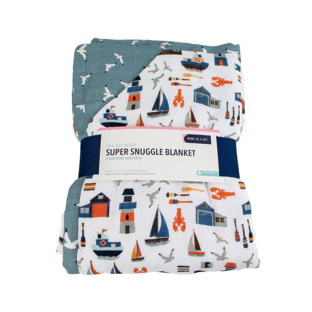 Nautical + Seagulls Oh-So-Soft Muslin Super Snuggle Blanket - Super Snuggle Blanket - Bebe au Lait