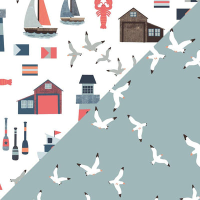 Nautical + Seagulls Oh-So-Soft Muslin Swaddle Blanket Set - Swaddle Blanket - Bebe au Lait