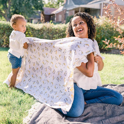 Royal Garden + Floral Alphabet Oh-So-Soft Muslin Snuggle Blanket - Snuggle Blanket - Bebe au Lait