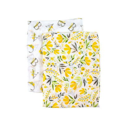 Royal Garden + Floral Alphabet Oh-So-Soft Muslin Swaddle Blanket Set - Swaddle Blanket - Bebe au Lait