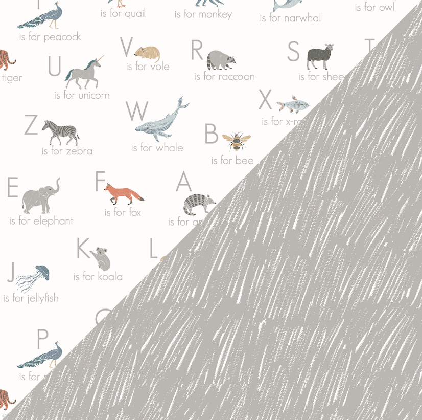 Animal Alphabet + Grey Crayon Oh-So-Soft Muslin Super Snuggle Blanket - Super Snuggle Blanket - Bebe au Lait