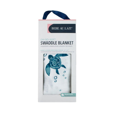 Sea Turtles Single Oh-So-Soft Muslin Swaddle Blanket - Swaddle Blanket - Bebe au Lait