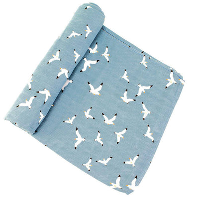 Nautical + Seagulls Oh-So-Soft Muslin Swaddle Blanket Set - Swaddle Blanket - Bebe au Lait