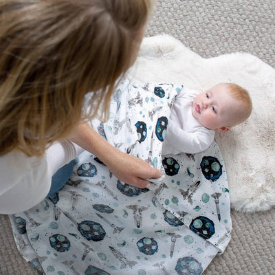 Space Single Oh-So-Soft Muslin Swaddle Blanket - Swaddle Blanket - Bebe au Lait