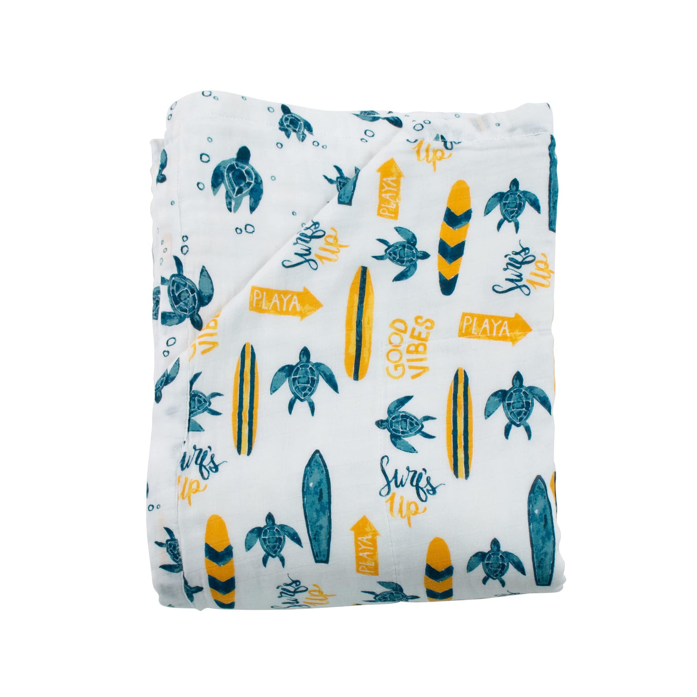 Surf + Sea Turtles Oh-So-Soft Muslin Super Snuggle Blanket - Super Snuggle Blanket - Bebe au Lait