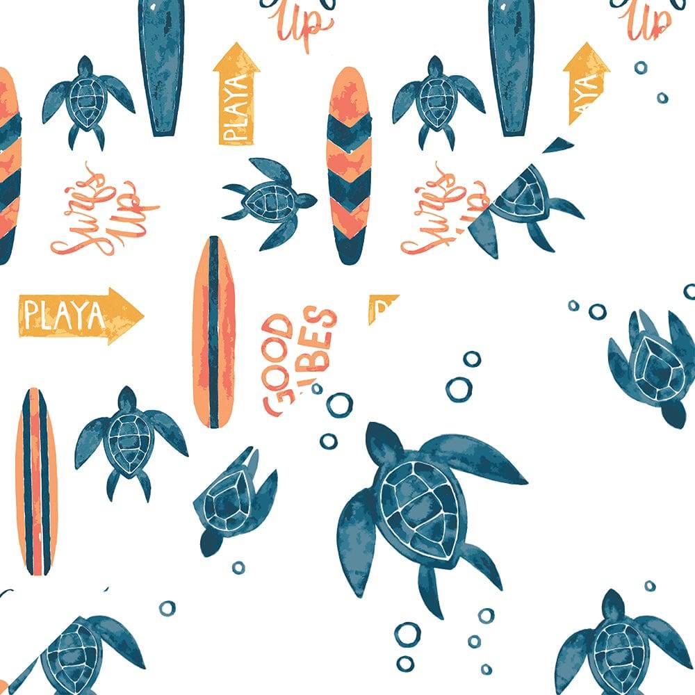 Surf + Sea Turtles Oh-So-Soft Muslin Snuggle Blanket - Snuggle Blanket - Bebe au Lait