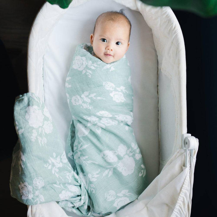 Muslin Swaddle Blanket Set Premium Cotton Vintage Floral Modern Floral Bebe au Lait