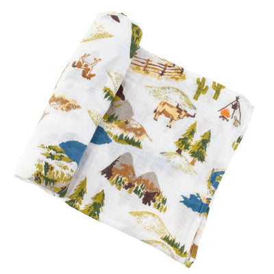 Wyoming + Western Stripe Classic Muslin Swaddle Blanket Set - Swaddle Blanket - Bebe au Lait