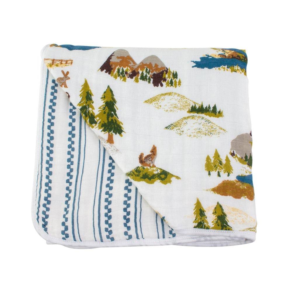 Wyoming + Western Stripe Classic Muslin Snuggle Blanket - Snuggle Blanket - Bebe au Lait