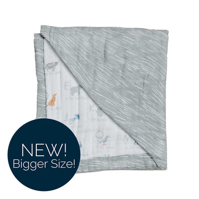 Animal Alphabet + Grey Crayon Oh-So-Soft Muslin Super Snuggle Blanket - Super Snuggle Blanket - Bebe au Lait