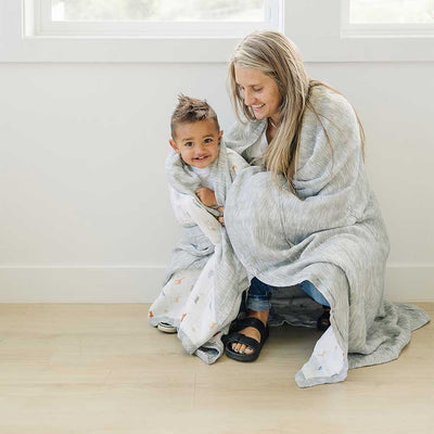 Animal Alphabet + Grey Crayon Oh-So-Soft Muslin Super Snuggle Blanket - Super Snuggle Blanket - Bebe au Lait