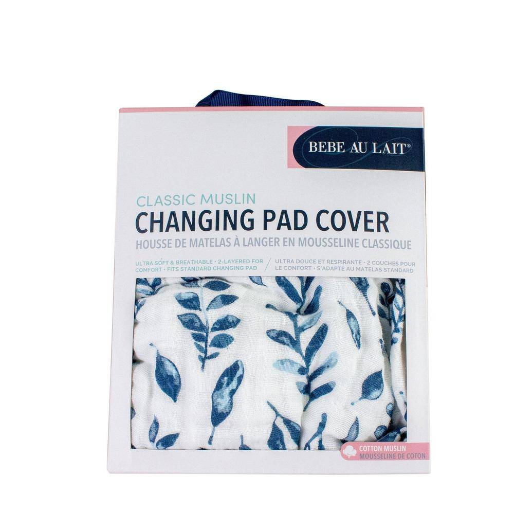 Blue Leaves Changing Pad Cover - Changing Pad Cover - Bebe au Lait