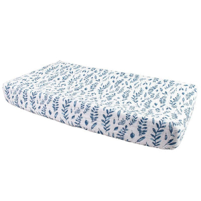 Blue Leaves Changing Pad Cover - Changing Pad Cover - Bebe au Lait