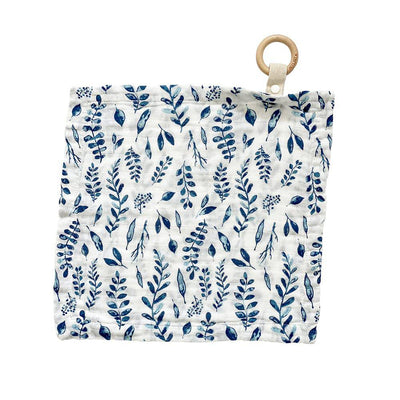 Blue Leaves Classic Muslin Teether Blanket - Teether Blanket - Bebe au Lait
