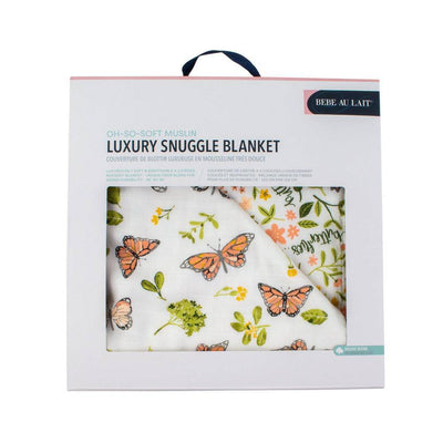 Butterfly + Flutterby Oh-So-Soft Muslin Snuggle Blanket - Snuggle Blanket - Bebe au Lait