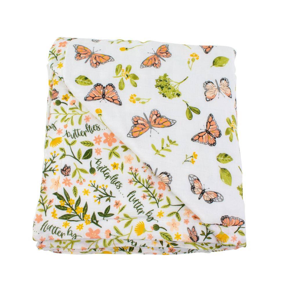 Butterfly + Flutterby Oh-So-Soft Muslin Snuggle Blanket - Snuggle Blanket - Bebe au Lait