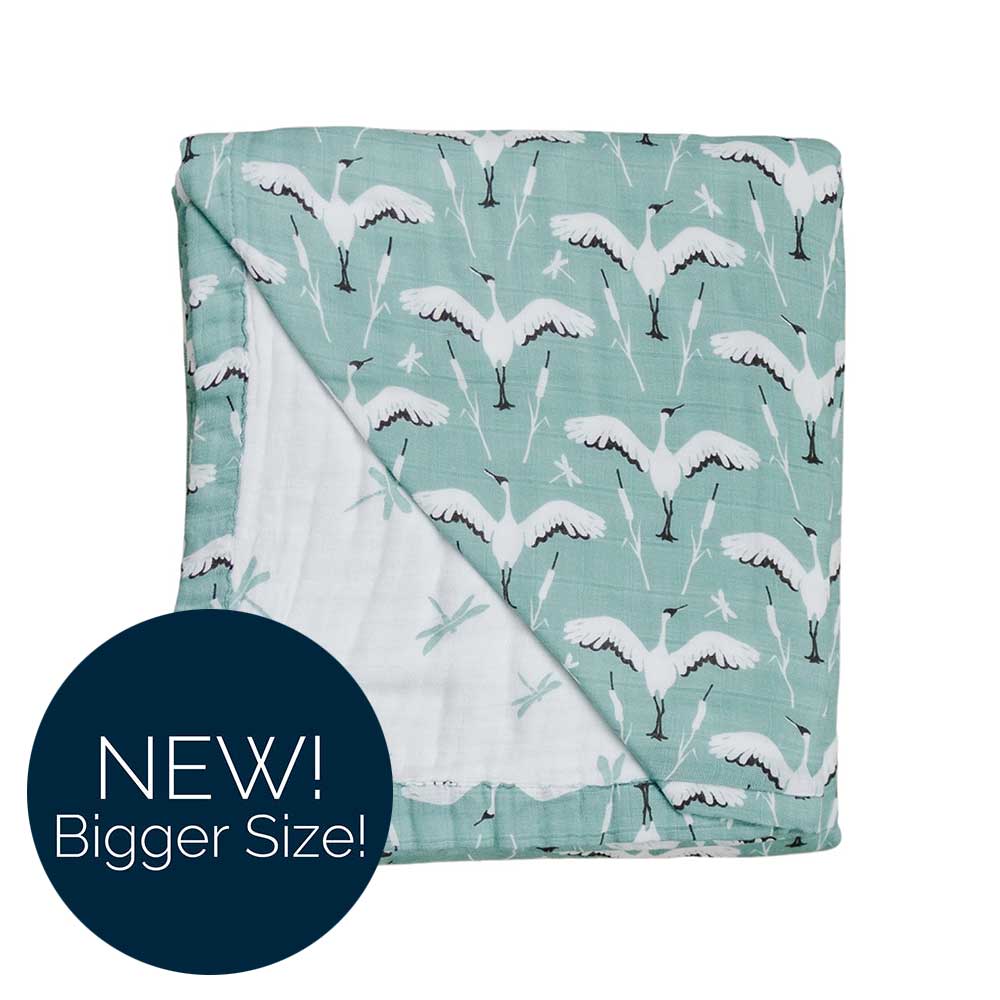 Crane + Dragonfly Oh-So-Soft Muslin Super Snuggle Blanket - Super Snuggle Blanket - Bebe au Lait