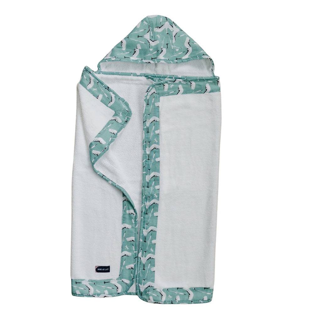 Crane Baby Hooded Towel - Hooded Towel - Bebe au Lait