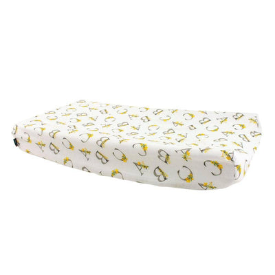 Floral Alphabet Oh-So-Soft Muslin Changing Pad Cover - Changing Pad Cover - Bebe au Lait