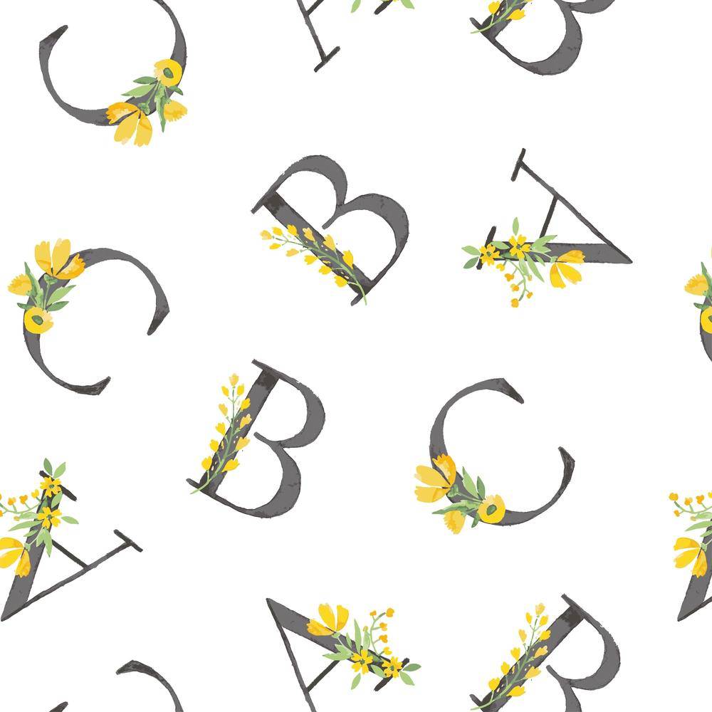 Floral Alphabet Oh-So-Soft Muslin Crib Sheet - Crib Sheet - Bebe au Lait