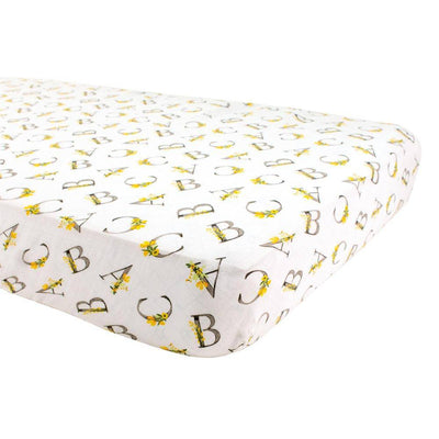 Floral Alphabet Oh-So-Soft Muslin Crib Sheet - Crib Sheet - Bebe au Lait