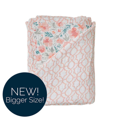 Floret + Trellis Classic Muslin Super Snuggle Blanket - Super Snuggle Blanket - Bebe au Lait