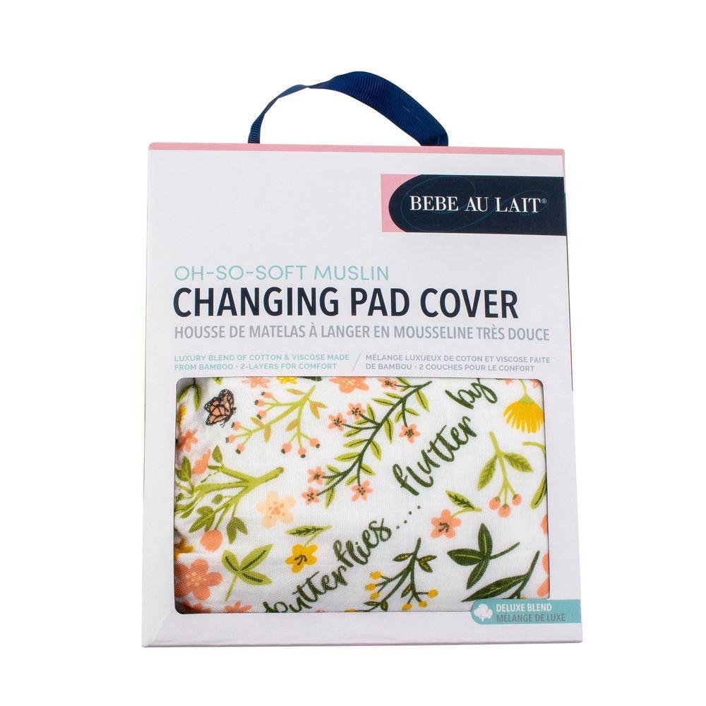 Flutterby Oh-So-Soft Muslin Changing Pad Cover - Changing Pad Cover - Bebe au Lait